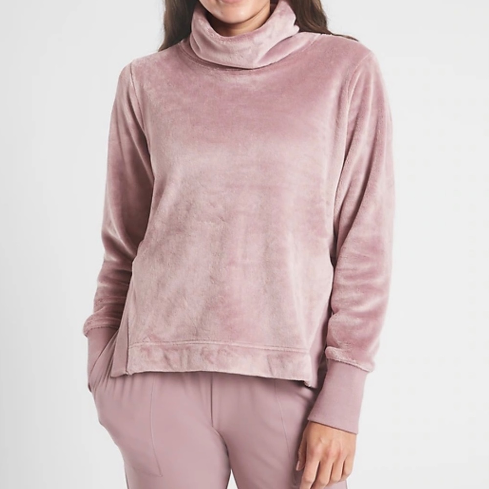 Athleta Double Karma Funnel Cozy Flannel Neck Top in Flora Mauve